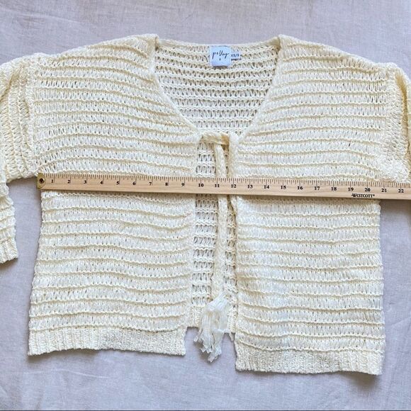 NWOT POLLY Knit Front-Tie Cardigan Layering Sweater - Picture 7 of 7